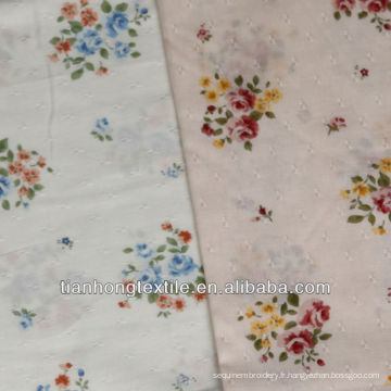 Tissu de coton Jacquard fleur imprimé numérique